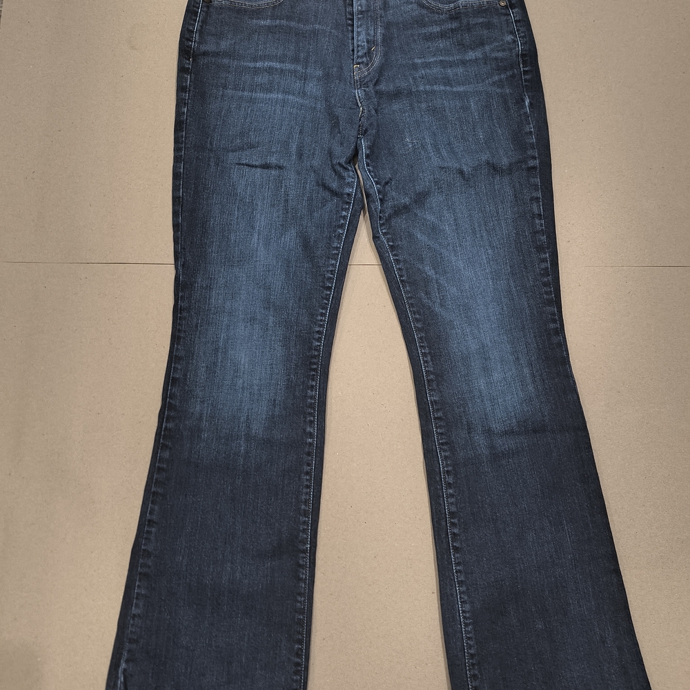 Blue Flare Wide Leg Jeans with Indigo Wash